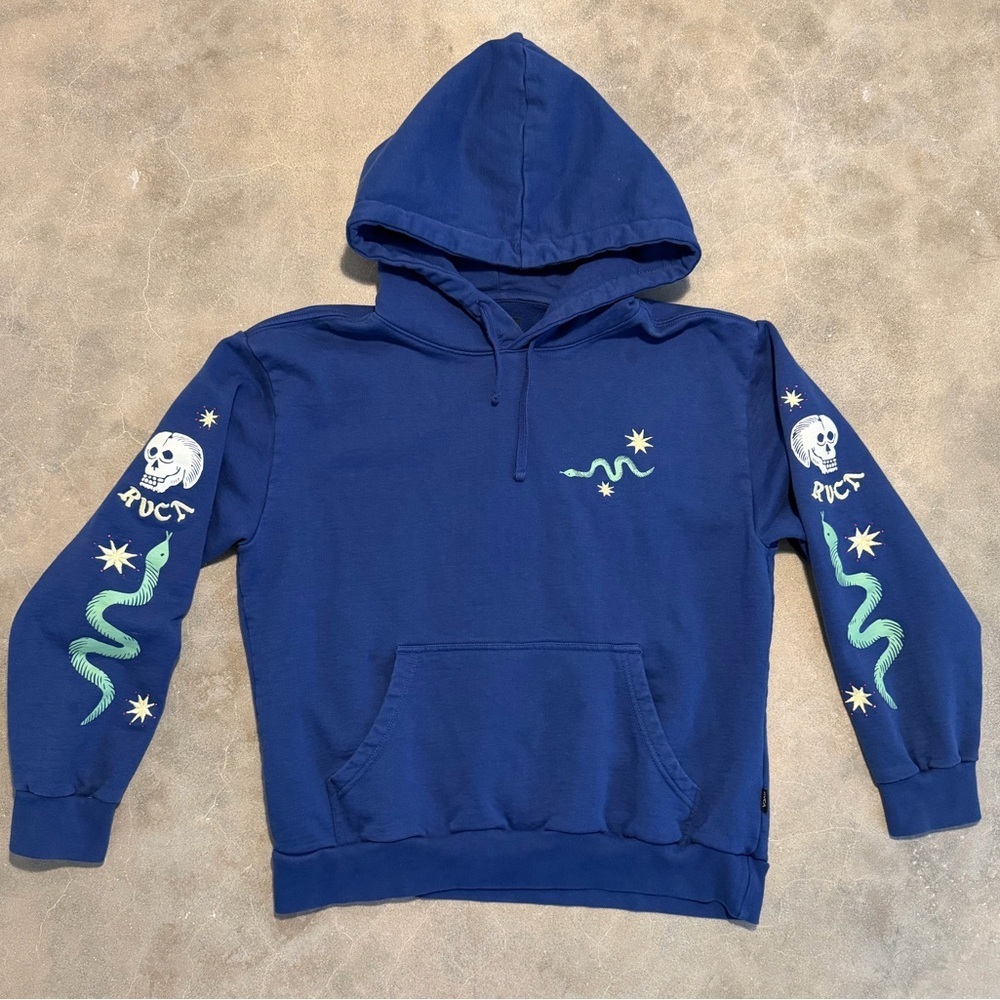 RVCA Tempted Graphic Hoodie in Moody Blue - Picture 9 of 12